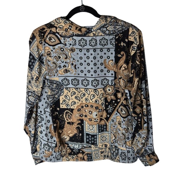 Vintage Y2K Alfred Dunner Boho Popover Blouse Smocked Waist Size 10 Petite - Picture 2 of 9